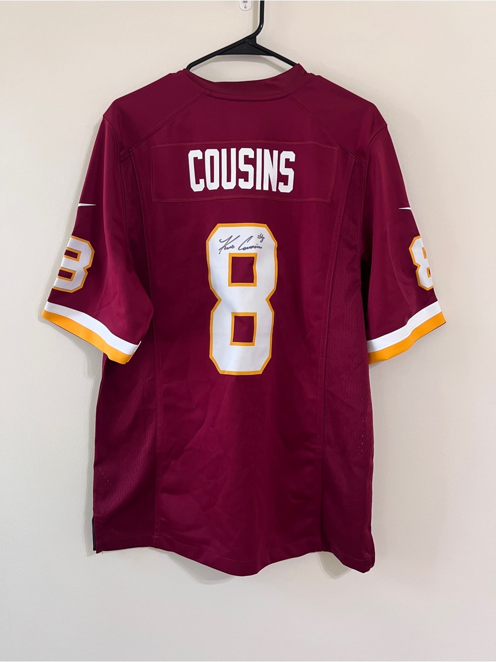 Signed Kirk Cousins Burgundy #8 Washington Redskins Jersey
